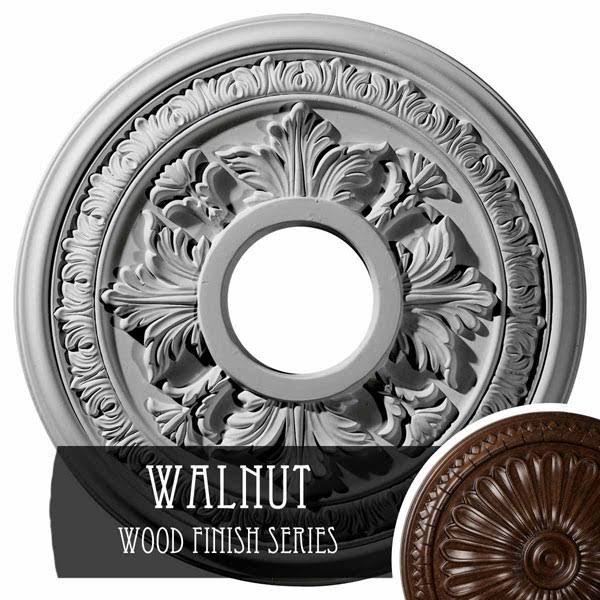 15 3/8x22OD x 4 1/4x22ID x 1 1/2x22P Hand-Painted Walnut Ceiling Medallion G5959