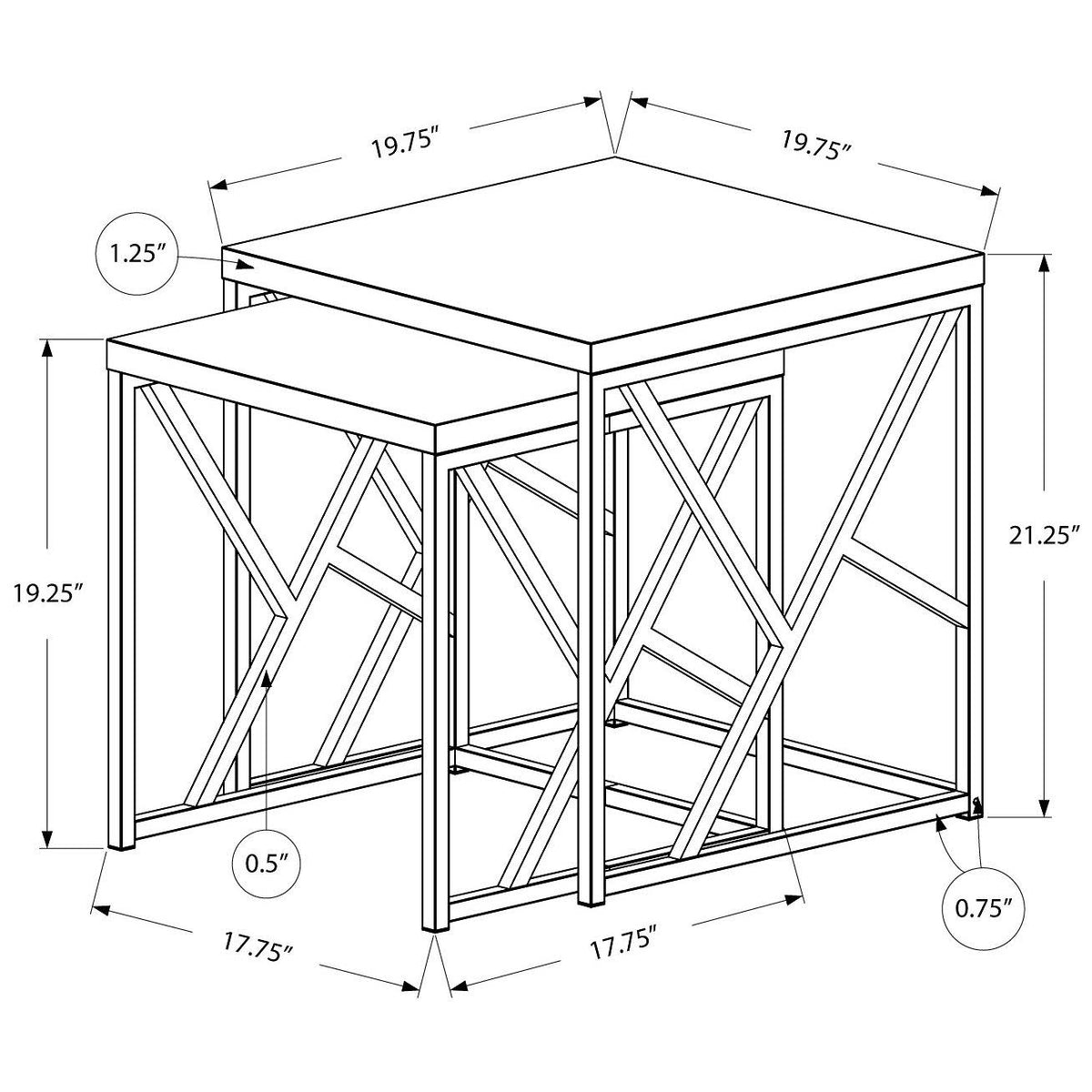 Gray Cement Finish Nesting Table Set E11226