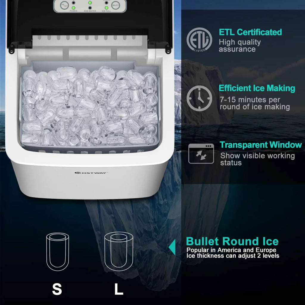 Stainless Steel Countertop Ice Maker with Scoop U963625