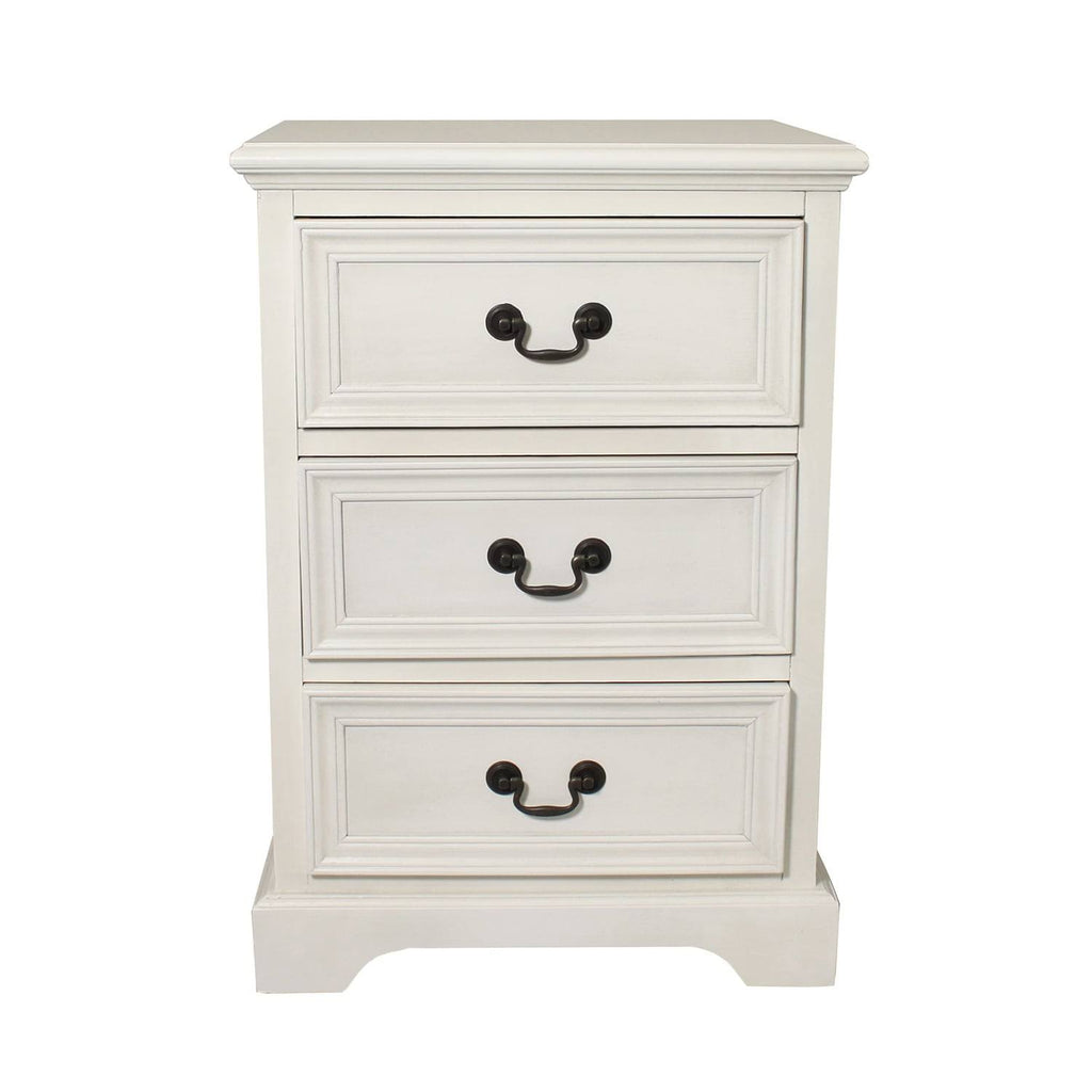 Antique White Solid Wood 3-Drawer Night Stand Q180