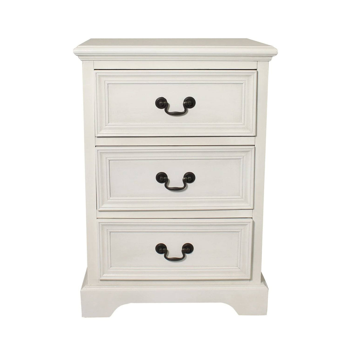 Antique White Solid Wood 3-Drawer Night Stand Q180
