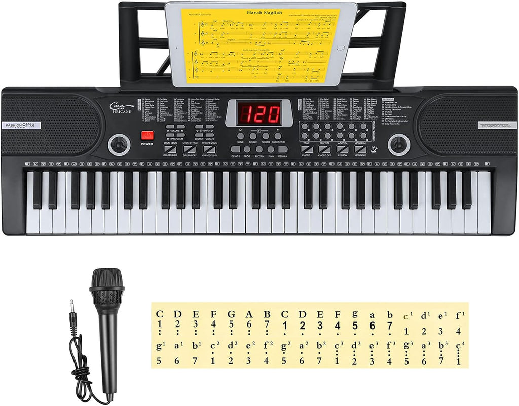 61 Key Lighted Keys Electronic Keyboard Piano with Microphone O40963