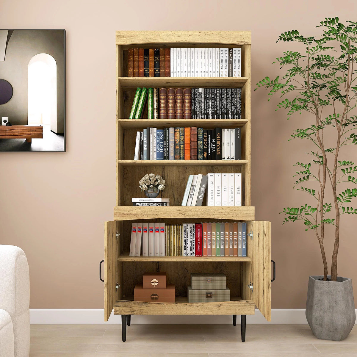 72" Walnut Kitchen Pantry Cabinet with Doors and Adjustable Shelves T890