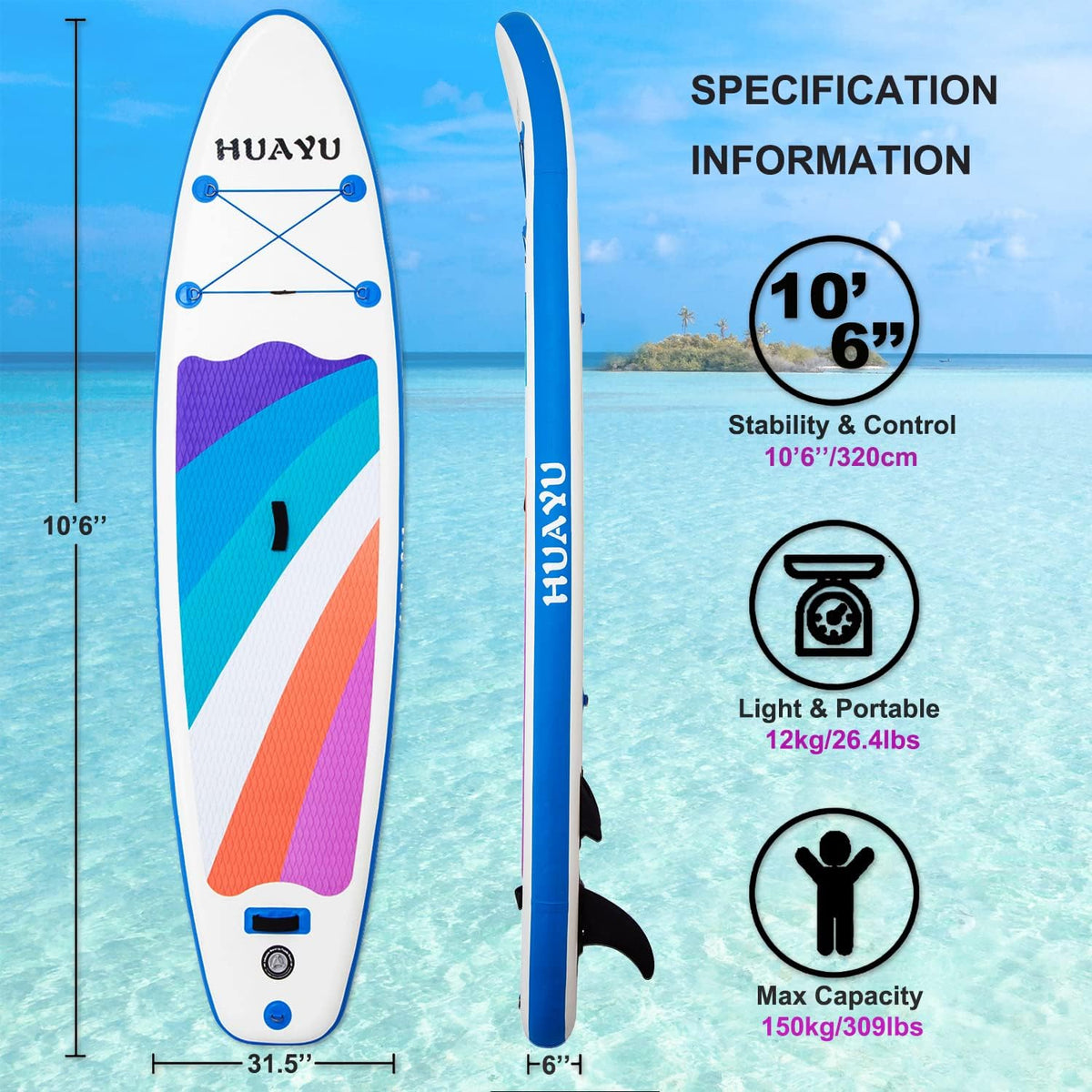 Inflatable Stand Up Paddle Board with Carry Bag V485