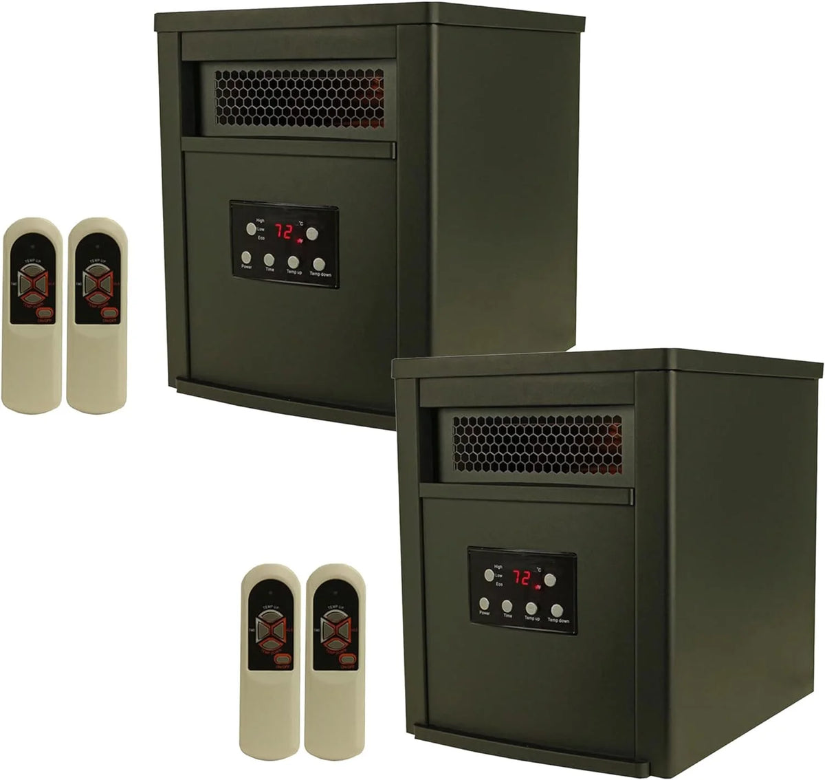 1500W Portable Electric Infrared Quartz Space Heater with Remote Control Black 2 Pack F334866