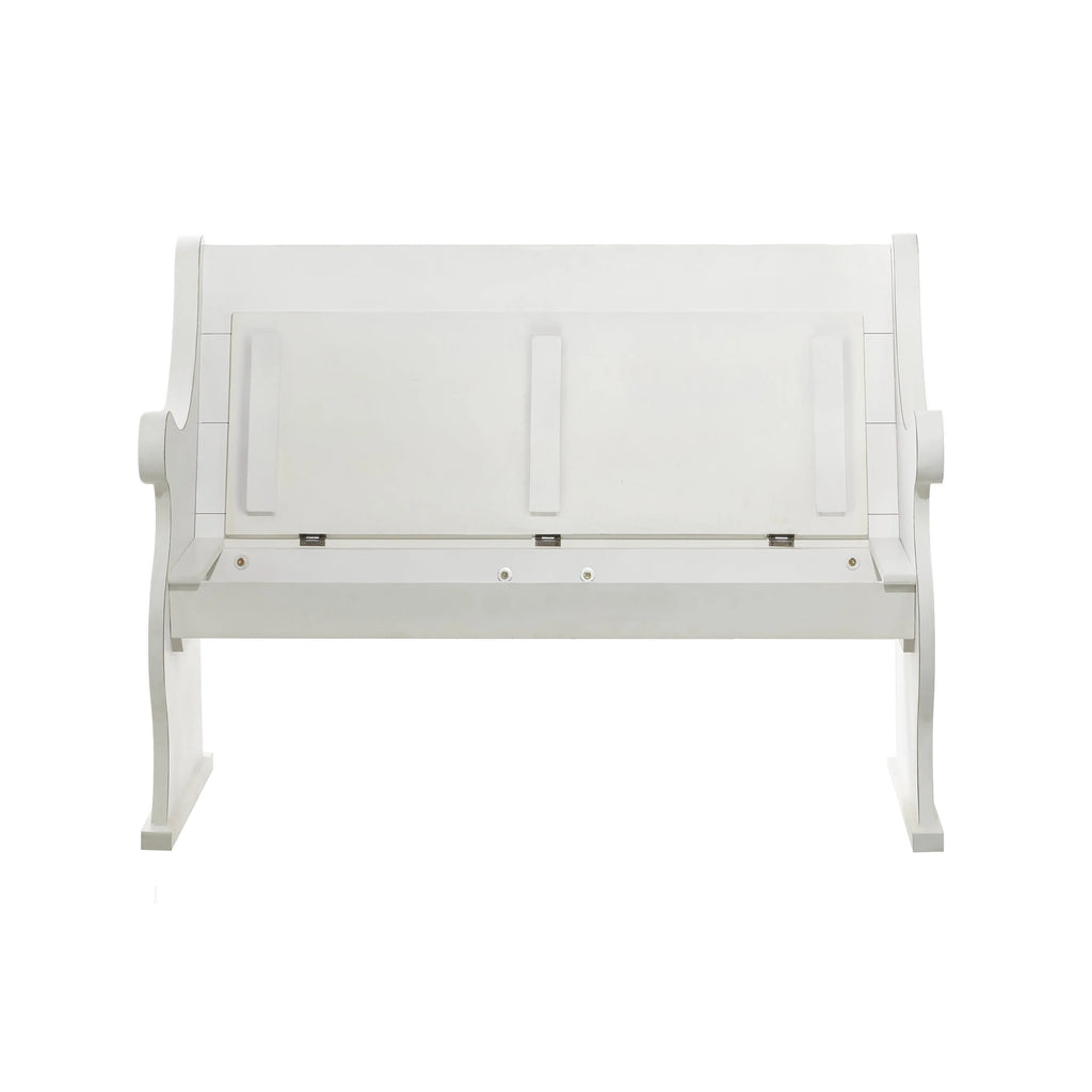 White Wood Storage Bench with Scrolled Armrests C13283
