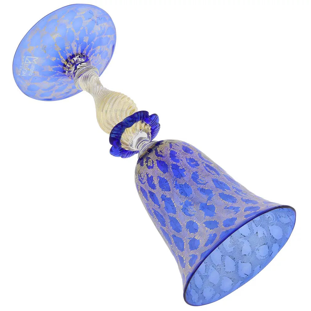 Blue and Gold Murano Glass Goblet Y2380