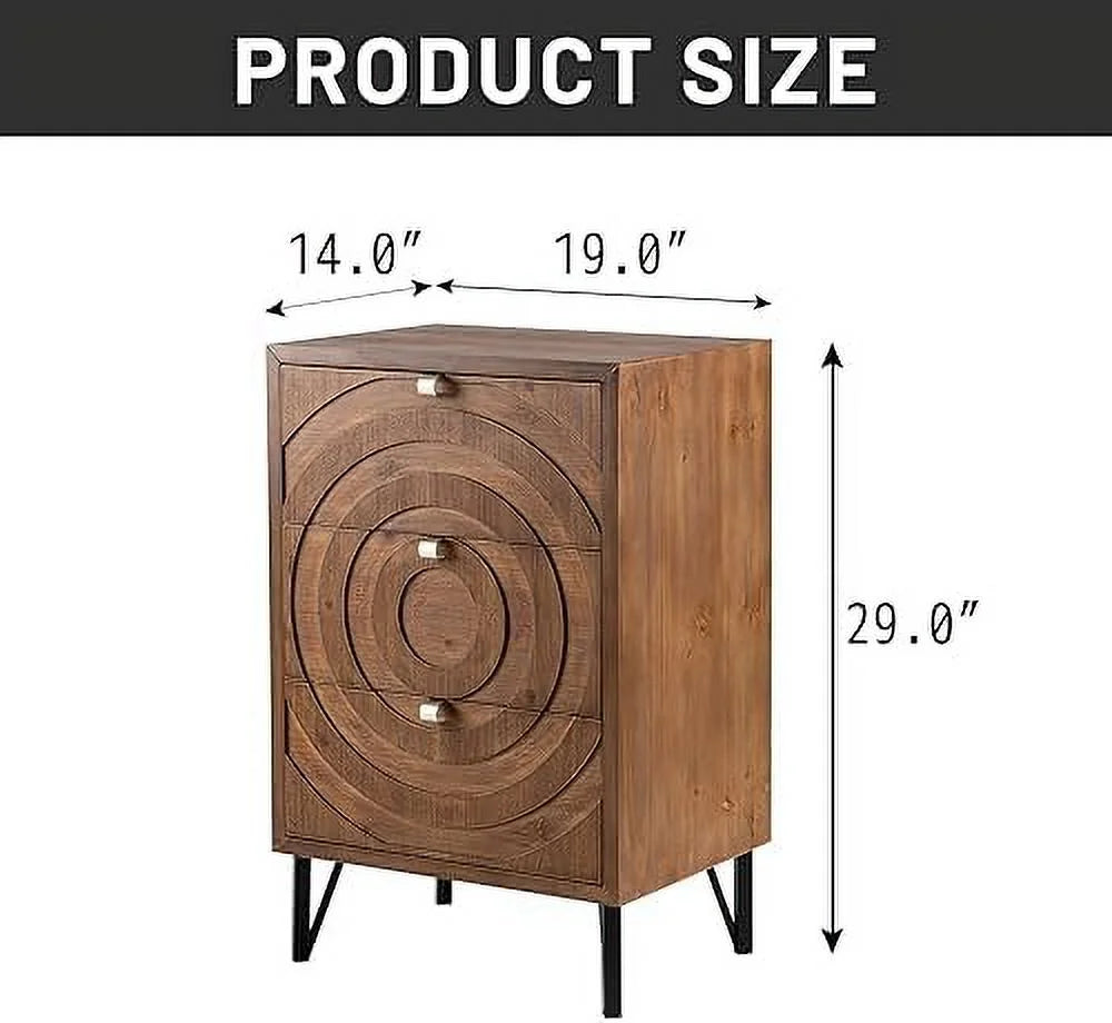 Mid-Century Nightstand with 3 Drawers Z2052