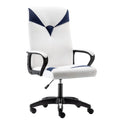 Adjustable High Back Leather Swivel Office Chair with Wheels, White and Blue W401262