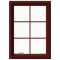 28 in. x 40 in. Red Painted Clad Wood Left-Handed Casement Window with Colonial Grids E9966