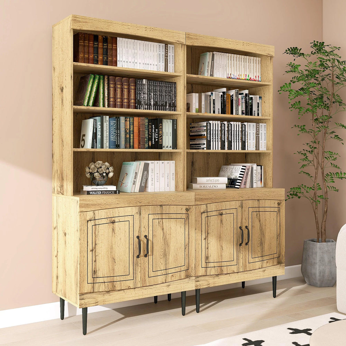 72" Walnut Kitchen Pantry Cabinet with Doors and Adjustable Shelves T890