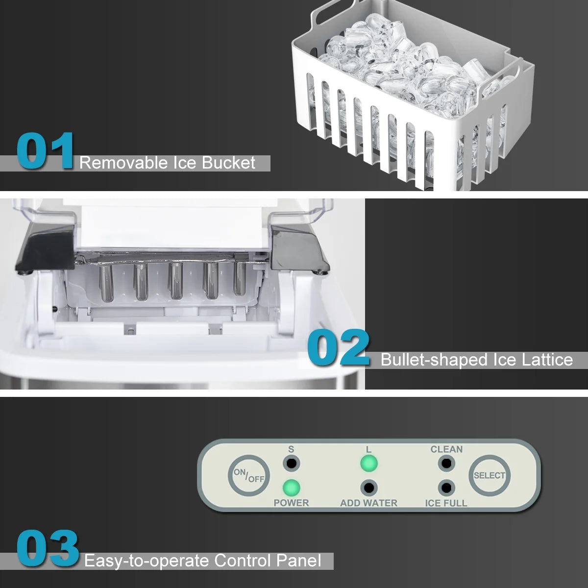 Stainless Steel Countertop Ice Maker with Scoop U963625