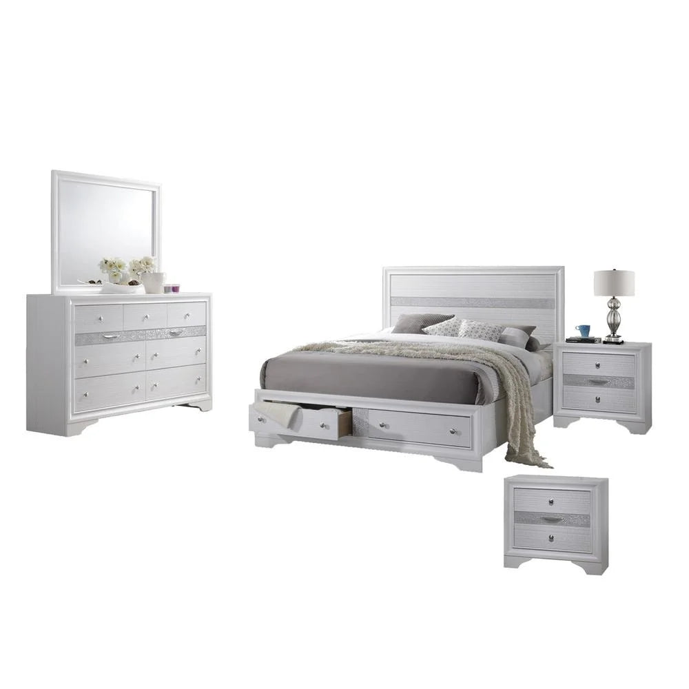 White 5 Piece Bedroom Set with Eastern King Platform Bed K66335