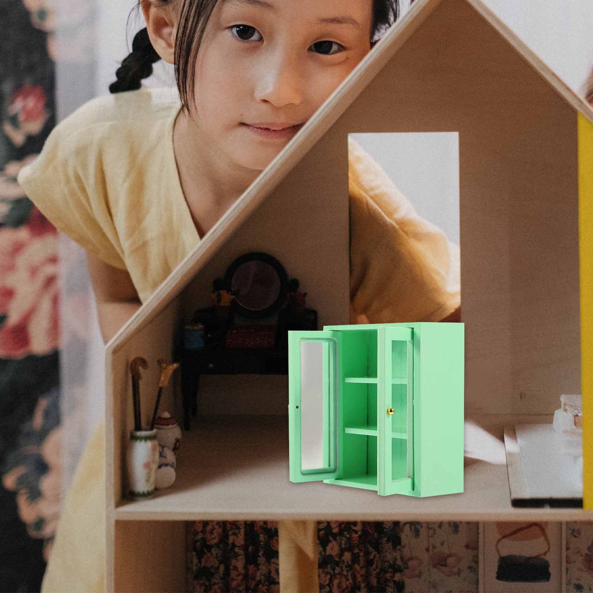 Wooden Miniature Cabinet Model Tiny House Ornament Y791