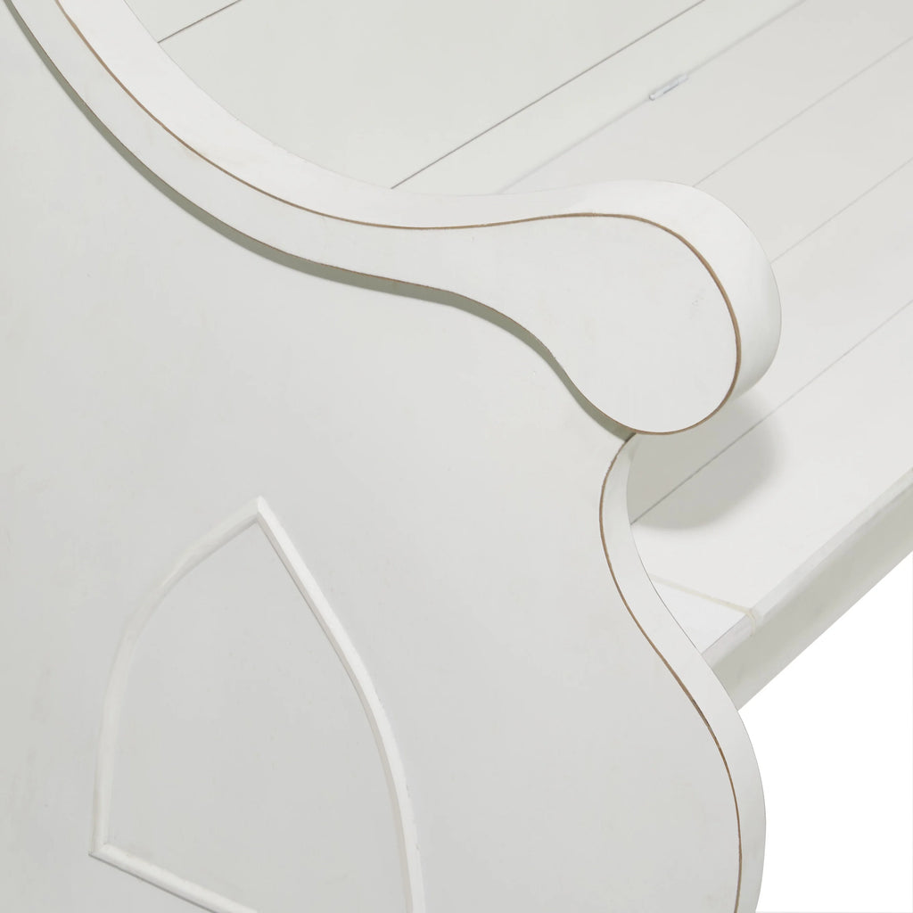 White Wood Storage Bench with Scrolled Armrests C13283