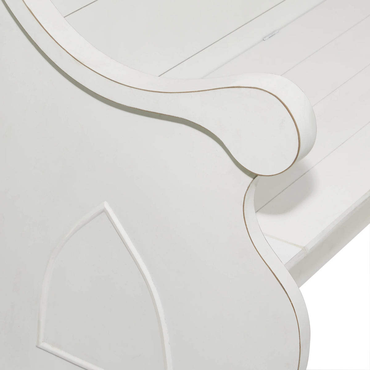 White Wood Storage Bench with Scrolled Armrests C13283