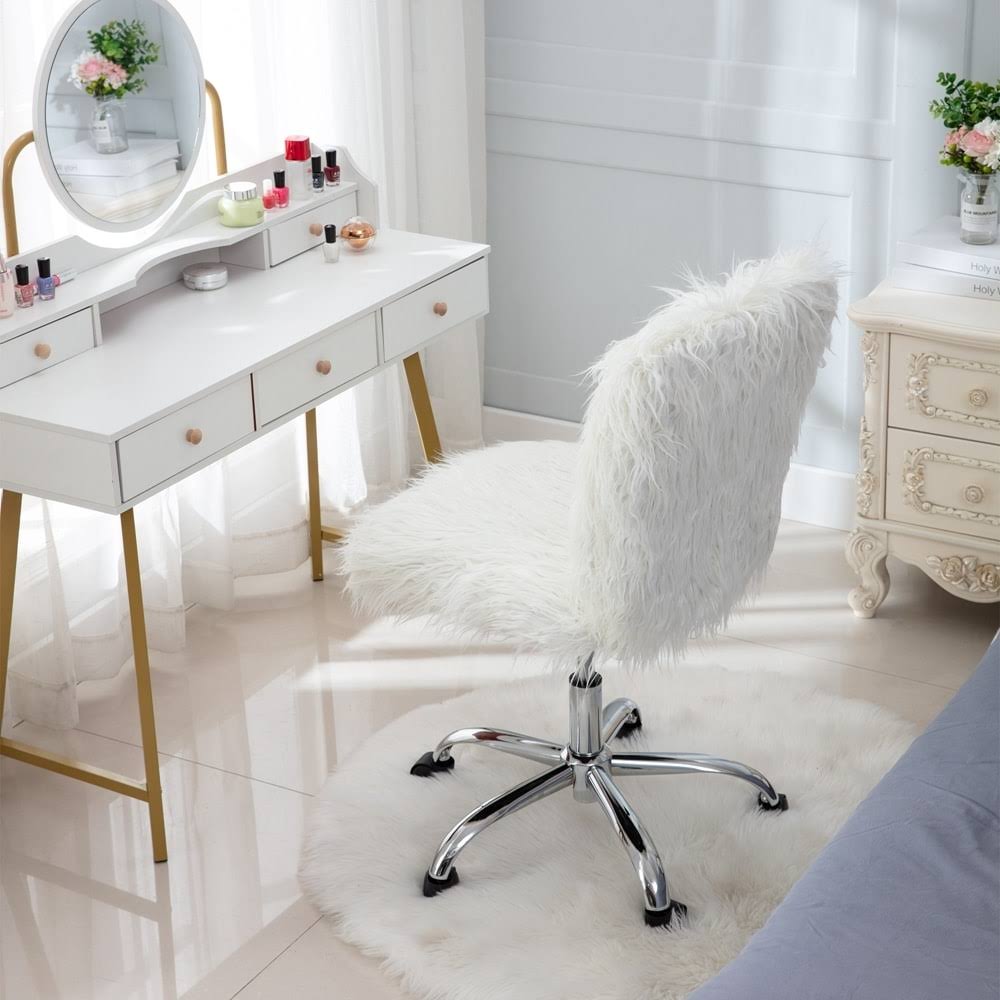 White Faux-Leather Armless Office Chair J401