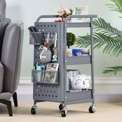 3-Tier Gray Rolling Storage Cart R34405