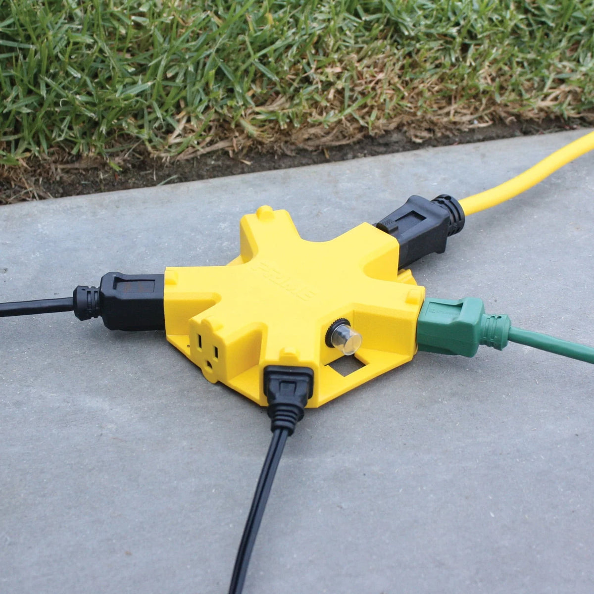 Yellow 100 ft Outdoor Extension Cord with 5 Outlet Adapter K497693