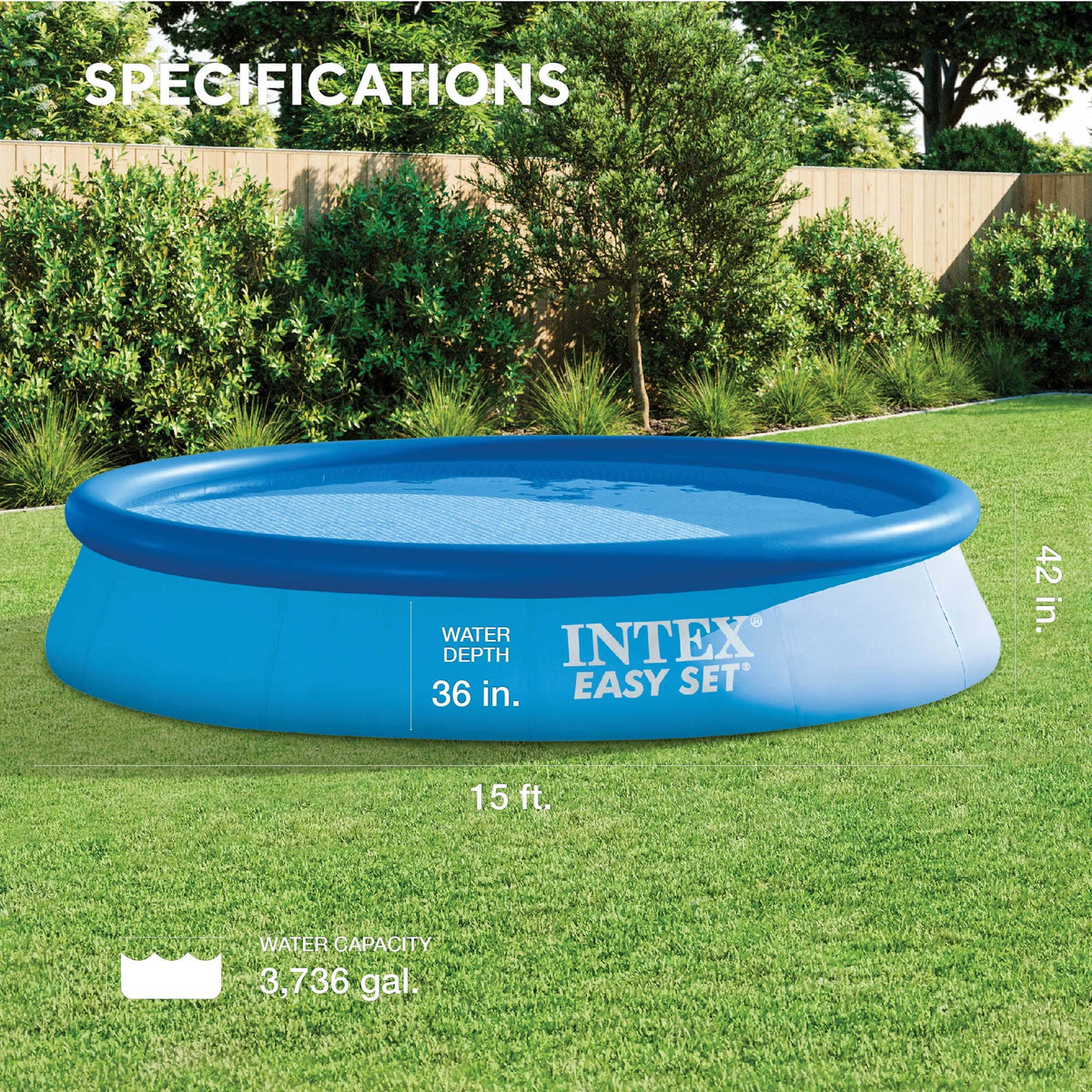 15ft x 42in Inflatable Above Ground Swimming Pool with Pump I507