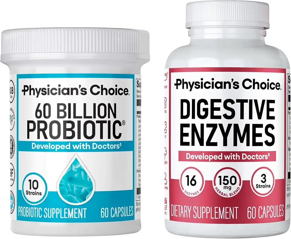 60 Billion Probiotics 60ct + Digestive Enzymes U41230